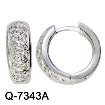 Fashion Jewelry 925 Sterling Silver Rhodium Huggies (Q-7343A)